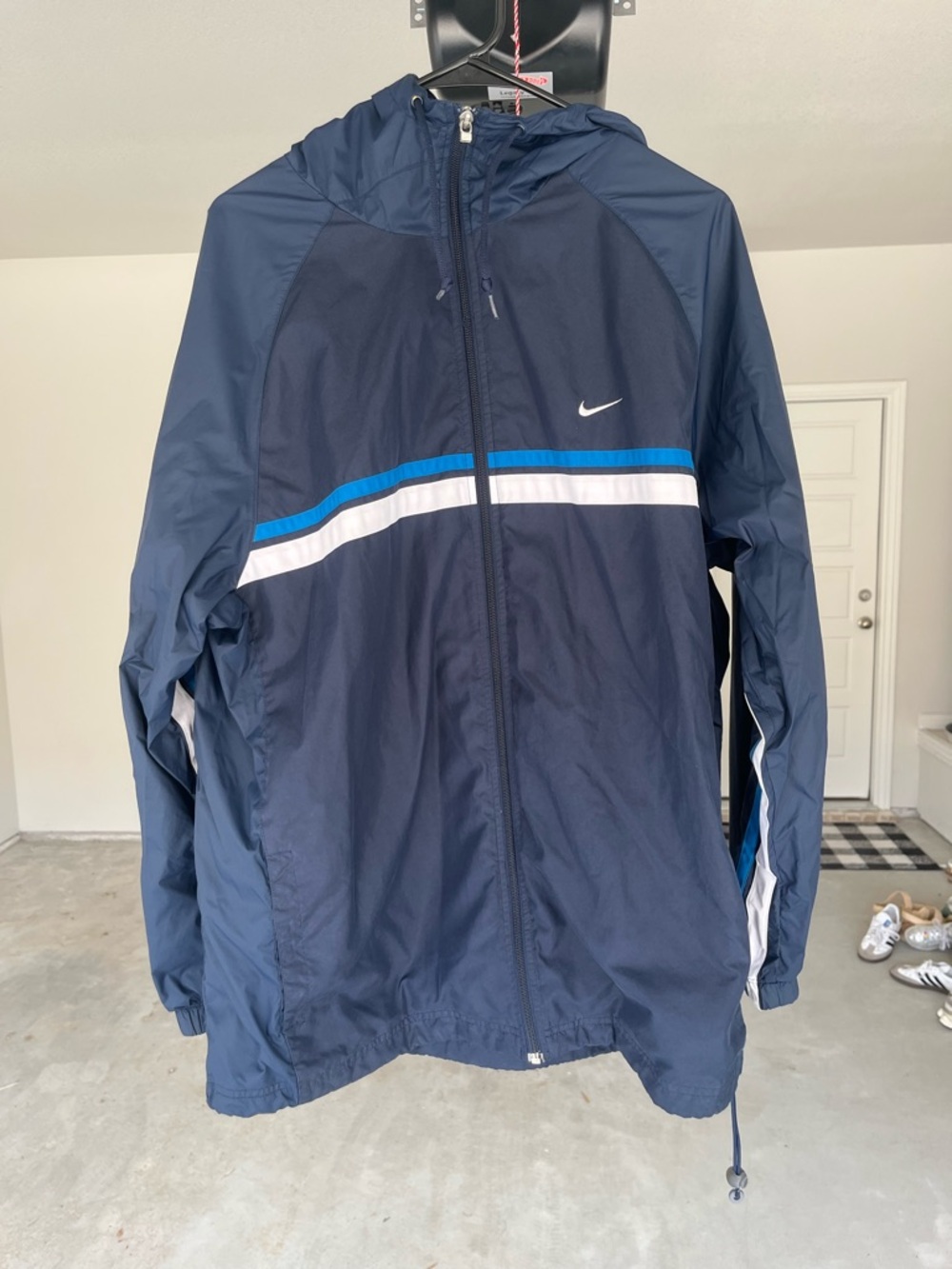 Vintage Blue Nike Windbreaker Full Zip Hoodie Jacket Men’s Size Large